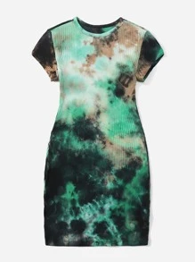 SHEIN EZwear Đầm Gân đan Cà vạt nhuộm Giải trí - Nhiều màu - Xem 3