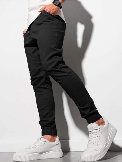 Men Slant Pocket Drawstring Waist Pants
