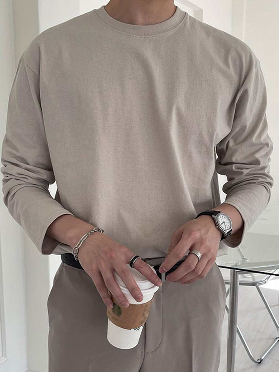 DAZY Tops Nam màu trơn Giải trí - Màu Khaki - Xem 1