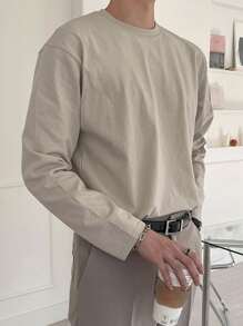 DAZY Tops Nam màu trơn Giải trí - Màu Khaki - Xem 4