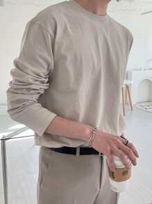 DAZY Tops Nam màu trơn Giải trí - Màu Khaki - Xem 8