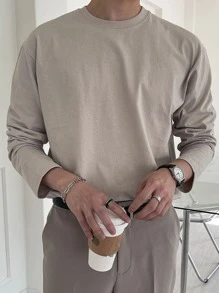 DAZY Tops Nam màu trơn Giải trí - Màu Khaki - Xem 9