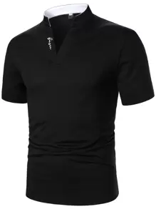 Manfinity Homme Men Letter Embroidered Polo Shirt - Black - View 1