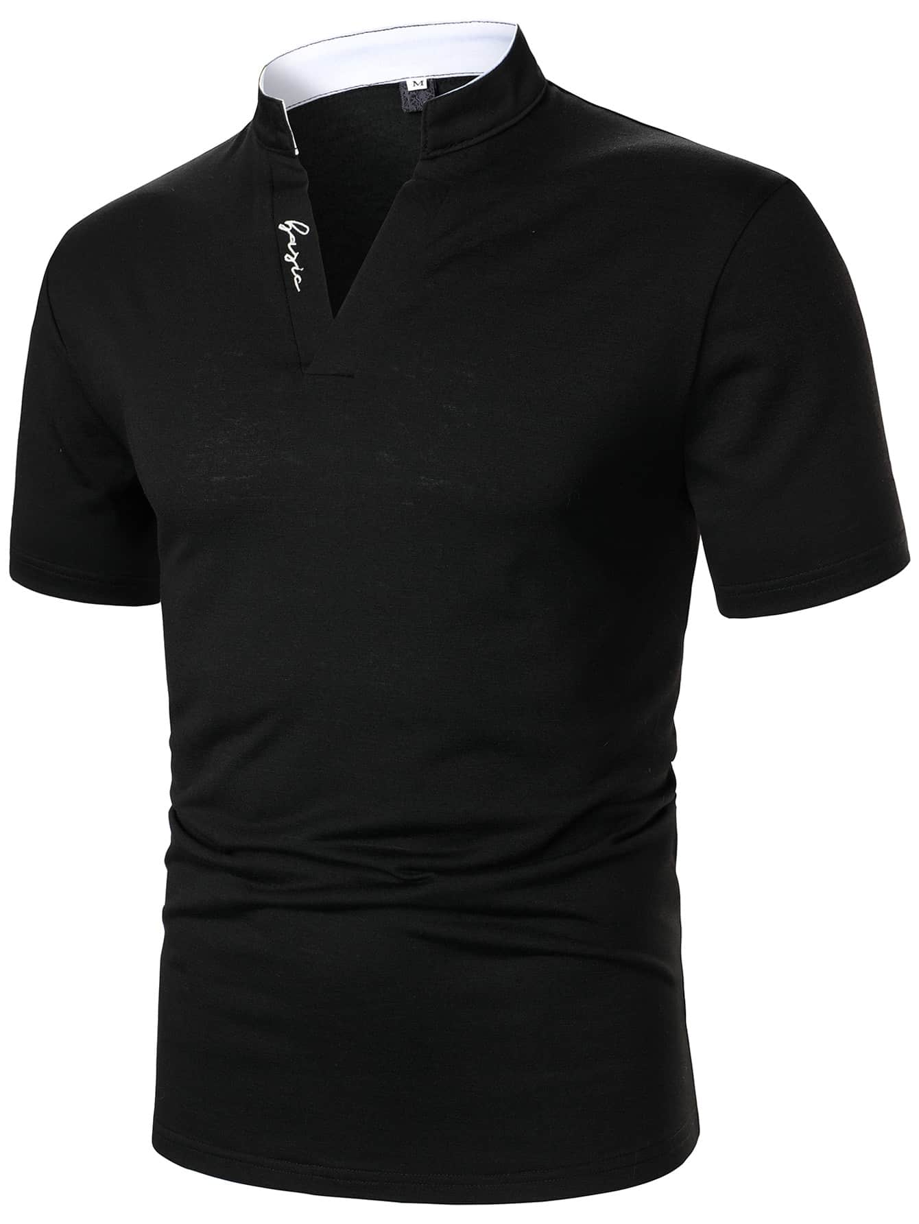 Manfinity Homme Men Letter Embroidered Polo Shirt - Black - View 1