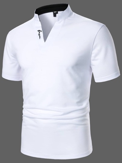 Chemise polo avec broderie de lettre pour homme, pour le golf