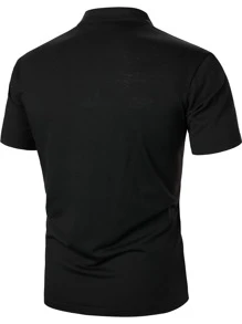 Manfinity Homme Men Letter Embroidered Polo Shirt - Black - View 2
