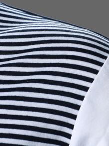 Manfinity Homme Men Colourblock Striped Polo Shirt - Navy Blue - View 6