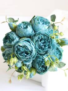 1 باقة / 3 باقات زهور اصطناعية من الزهور المختلطة بالبيونية لتزيين الزفاف ، باقة العروس ، المنزل ، الحفلة ، زينة عيد الميلاد