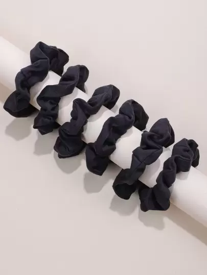 6条优雅甜美黑色发圈，适合日常佩戴，可作马尾辫发圈、橡皮筋发带、发绳、弹力发圈等。