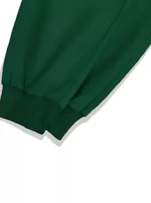 Manfinity Homme Men Letter Graphic Flap Pocket Drawstring Waist Cargo Trousers - Dark Green - View 3