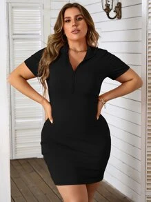 Calvaya Vestido ajustado cremallera media sin cinturón - Negro - Ver 1