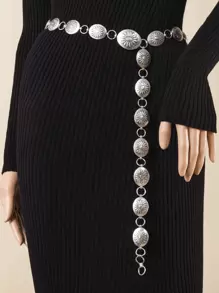 1pc Women Floral Textured Chain Belt Boho Halloween Summer, School Fall, Autumn, Halloween