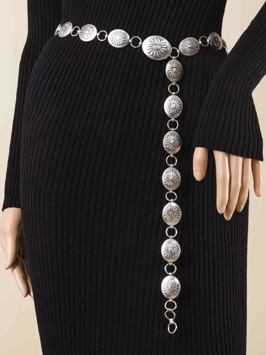 1pc Women Floral Textured Chain Belt Boho Halloween Summer, School Fall, Autumn, Halloween