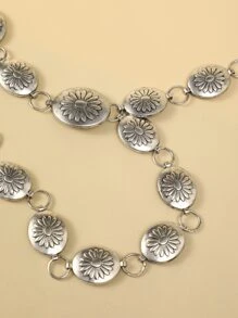 1pc Women Floral Textured Chain Belt Boho Halloween Summer, School Fall, Autumn, Halloween