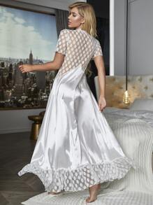 Váy ngủ & áo ngủ Nữ cắt Chấm bi Gợi cảm - trắng - Xem 3