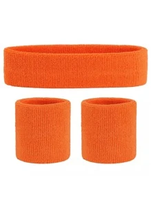 1pc Sweat-absorbent Headband & 2pcs Bracer - Orange - View 1