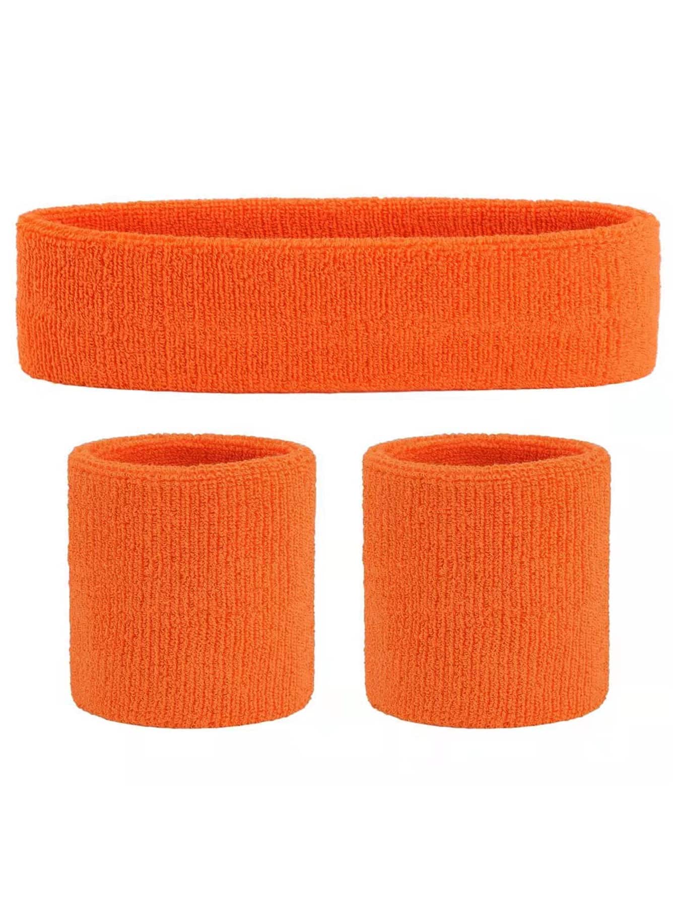 1pc Sweat-absorbent Headband & 2pcs Bracer - Orange - View 1