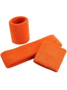 1pc Sweat-absorbent Headband & 2pcs Bracer - Orange - View 2
