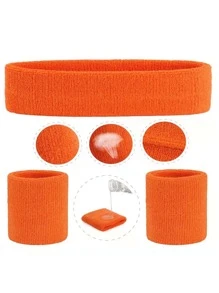 1pc Sweat-absorbent Headband & 2pcs Bracer - Orange - View 3