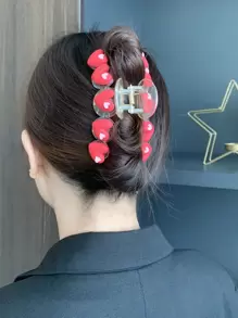 Garra de pelo con adorno de corazón - Rojo - Ver 1