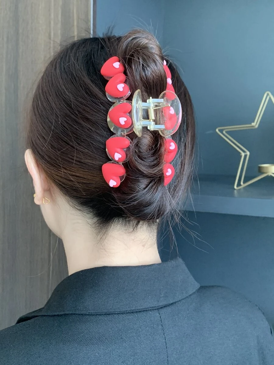 Garra de pelo con adorno de corazón - Rojo - Ver 1