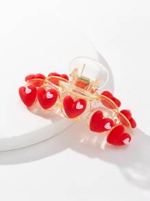 Garra de pelo con adorno de corazón - Rojo - Ver 2