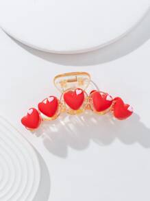 Garra de pelo con adorno de corazón - Rojo - Ver 3