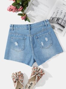 破洞拉鏈門襟牛仔短褲