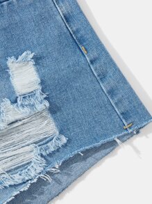 破洞拉鏈門襟牛仔短褲