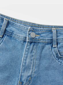 破洞拉鏈門襟牛仔短褲