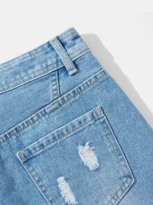 破洞拉鏈門襟牛仔短褲