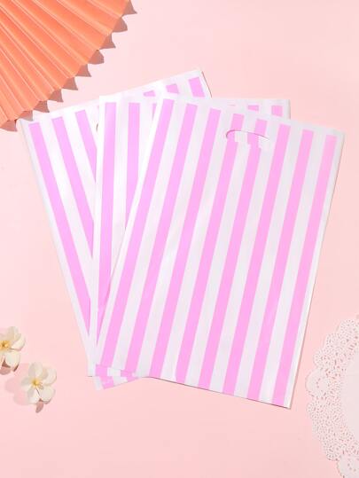 10 أكياس هدايا ورقية مستهلكة ذات نمط مخطط، لعيد الميلاد