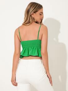 Soleia 後背打褶荷葉邊吊帶上衣 - 綠色 - 查看 3