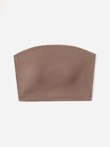 SHEIN Tall Top tubo corto unicolor - Caqui - Ver 3