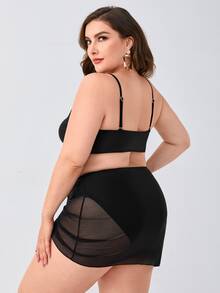 Plus Size 3 gói Bộ bikini dây rút Hanky Hem đi biển mùa hè - màu đen - Xem 2