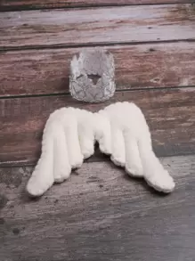 Recién nacido niños foto ala & corona - Beis - Ver 1