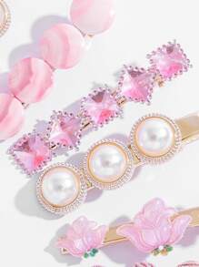 6入組粉色女孩髮夾套裝