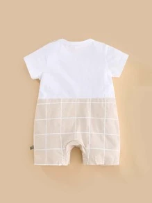 Peninsula Baby 嬰兒格紋印花前蝴蝶結二合一連身短褲 - 彩色 - 查看 2