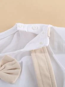 Peninsula Baby 嬰兒格紋印花前蝴蝶結二合一連身短褲 - 彩色 - 查看 4