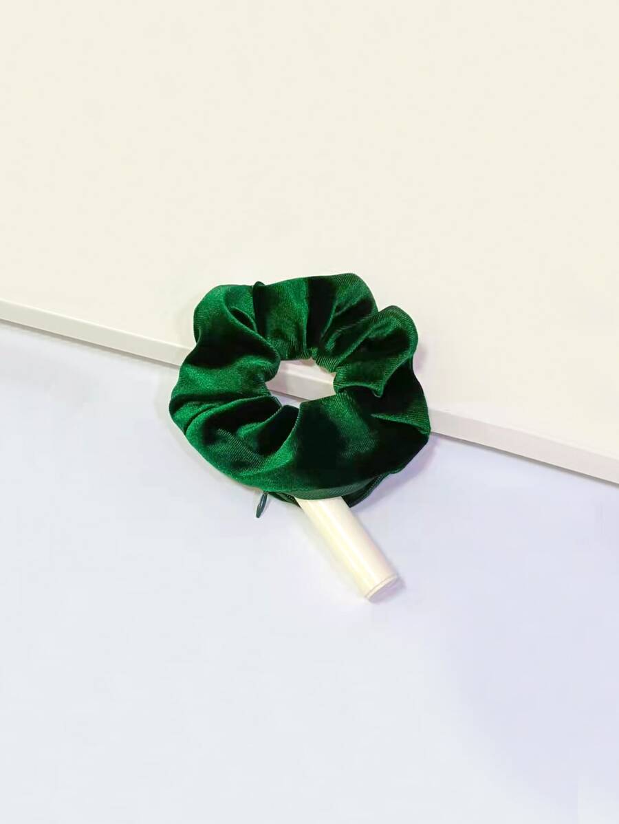 Scrunchie tối giản với túi khóa kéo - màu xanh lá - Xem 1