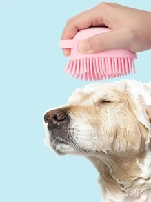 1 bàn chải tắm cho thú cưng, bàn chải tắm cho thú cưng, bàn chải chải lông cho thú cưng - Hồng - Xem 2