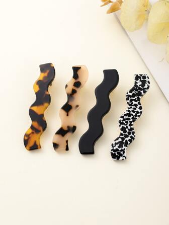 4pcs Tortoiseshell Pattern Hair Clip Street,Leopard Print Claw Clips Hair Claws Hair Barrettes, School Stuff, Hair Accessories