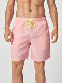 GENTILAND Men Drawstring Waist Shorts - Baby Pink - View 1