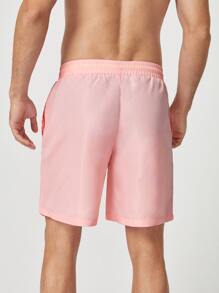 GENTILAND Men Drawstring Waist Shorts - Baby Pink - View 2