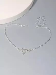 字母墜飾項鍊 - 銀色 - 查看 3