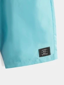 SHEIN Boys Two Tone Letter Patched Detail Drawstring Waist Shorts - Multicolor - View 4