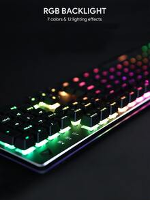 AUKEY Teclado mecánico para juegos con retroiluminación RGB personalizable, interruptores táctiles y rojos pulsables - Negro - Ver 5