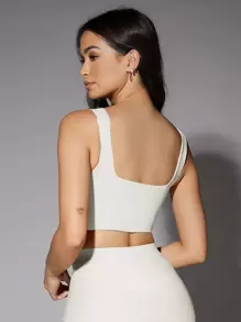 Silquee Top corto tank de espalda baja - Blanco - Ver 2