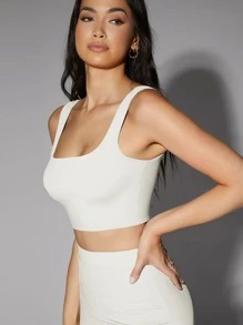 Silquee Top corto tank de espalda baja - Blanco - Ver 4