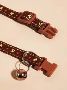 Chuông mặt dây chuyền cổ áo thú cưng - màu nâu - Xem 4